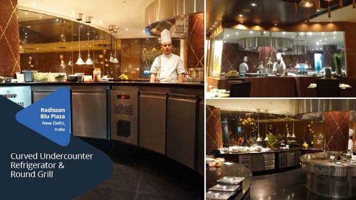 Curved Undercounter Refrigerator & Round Grill
